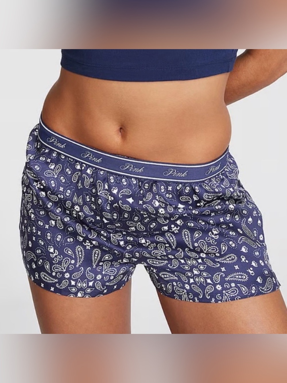 PINK Victoria's Secret Navy Paisley Lounge Shorts
